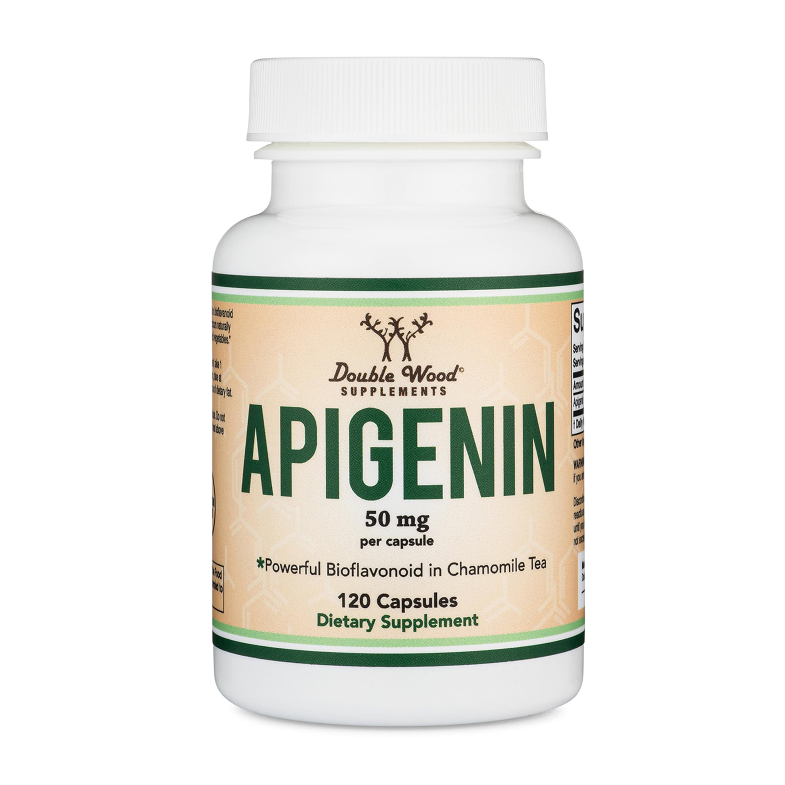 Apigenin 50mg, Chamomile Flavonoid, Daily Sleep + Relaxation, 60 Capsules | Daily Non-Habit-Forming Supplement for Calm + Restful Sleep, Hormonal Balance Support, 2-Month Supply, Third-Party Tested
