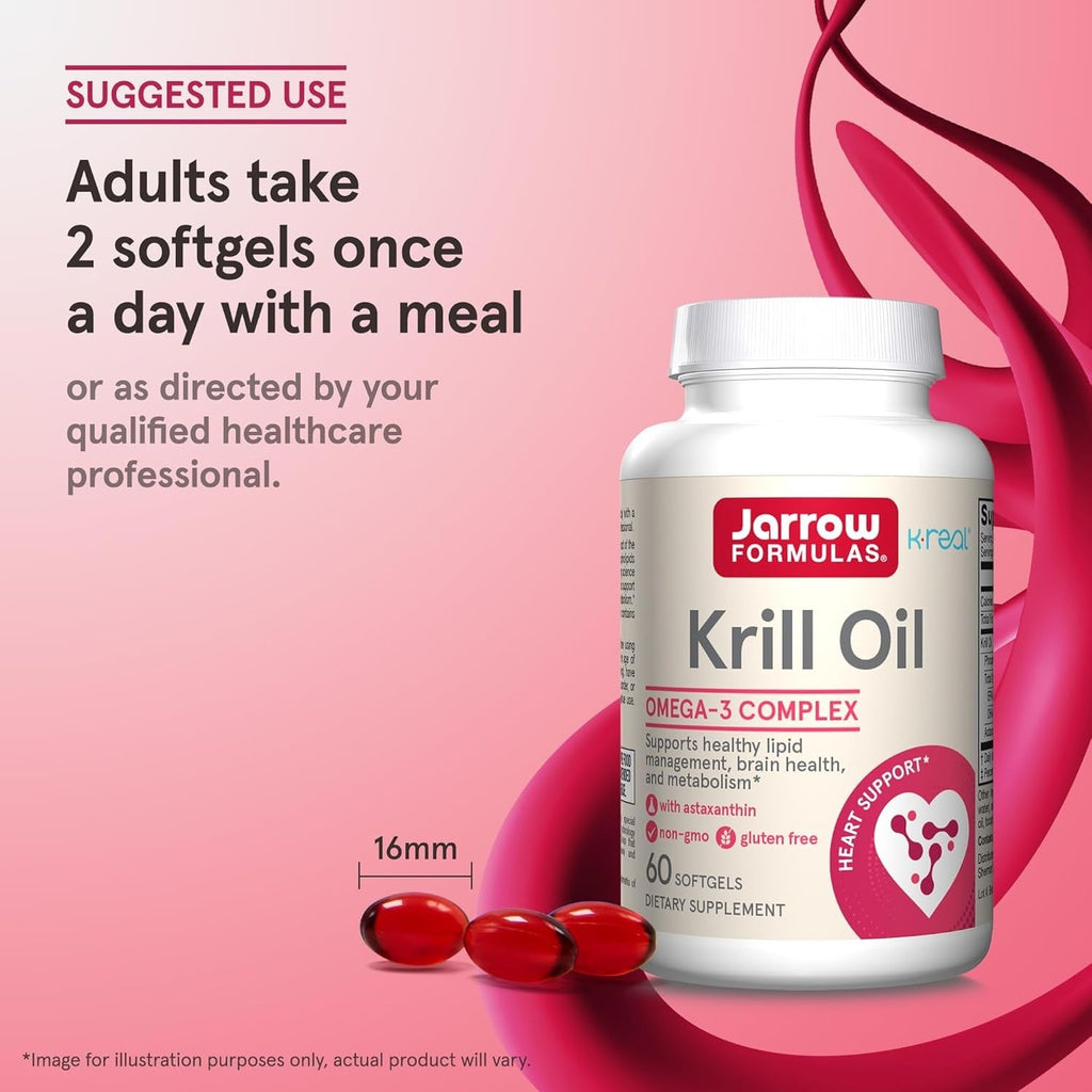 Buy now Jarrow Formulas Krill Oil - Phospholipid Omega-3 Complex with Astaxanthin - 60 Softgels - 30 Servings - Supports Lipid Management, Metabolism, Brain & Heart Health - EPA & DHA - Gluten Free - Non-GMO at indiglob india