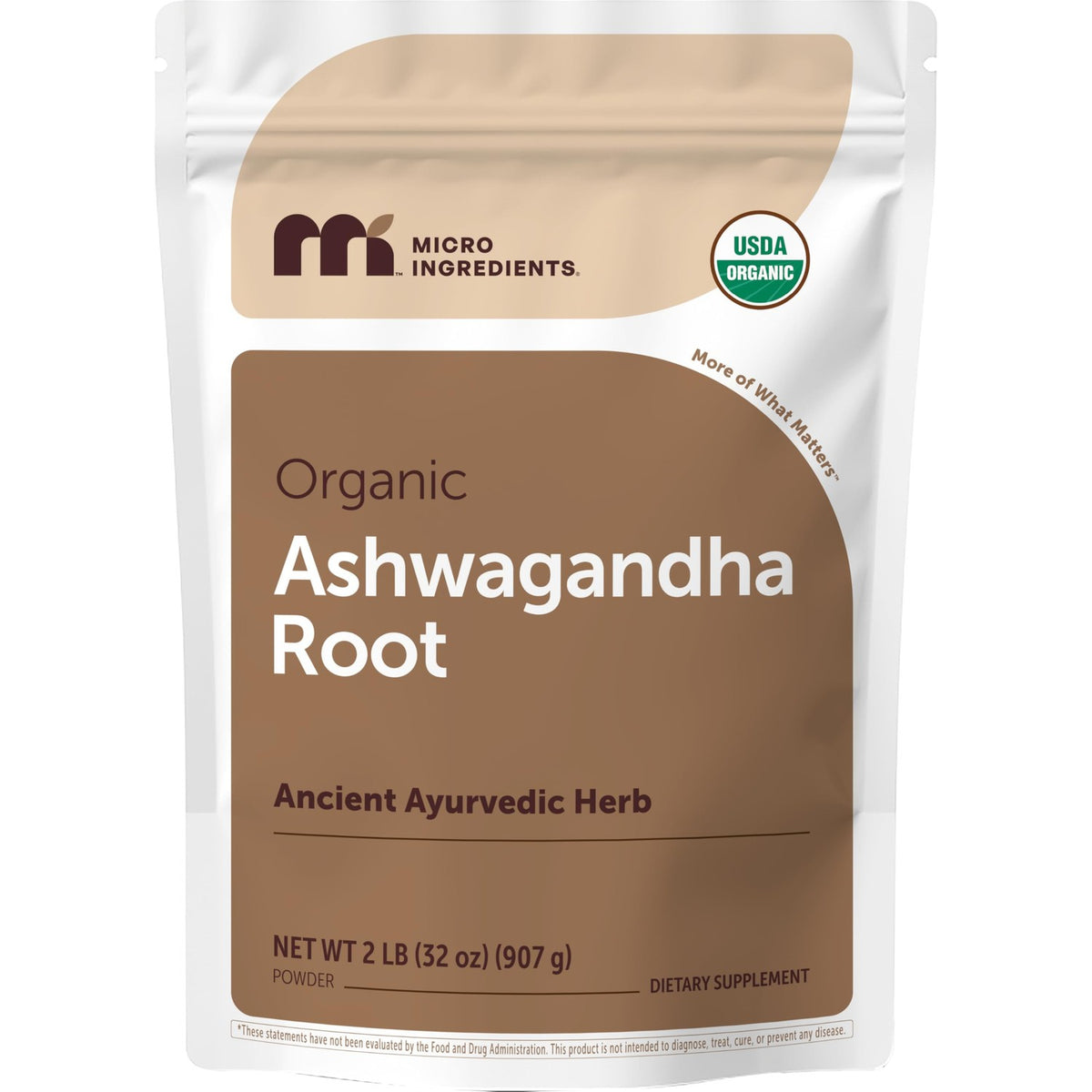 Micro Ingredients Organic Ashwagandha Root Powder, 2 lb | 453 Servings | Pure Withania Somnifera Root | Ancient Ayurvedic Herb