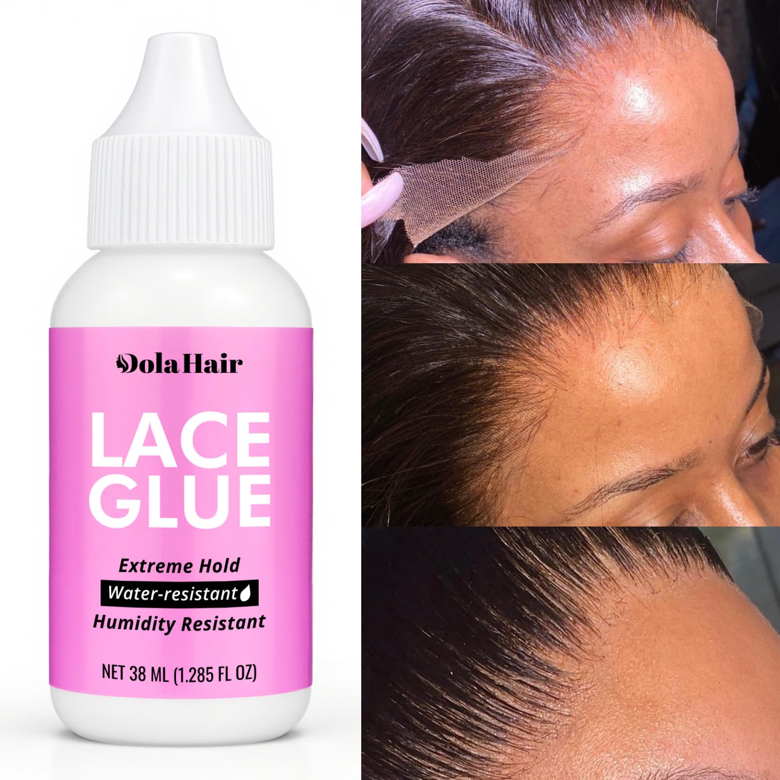 Extreme Hold Lace Glue for Wigs, Waterproof, Invisible Bonding, 1.285 Ounce 36pcs Lace Wig Tape Double Sided Waterproof Lace Front Tape(Glue-3pcs kit)
