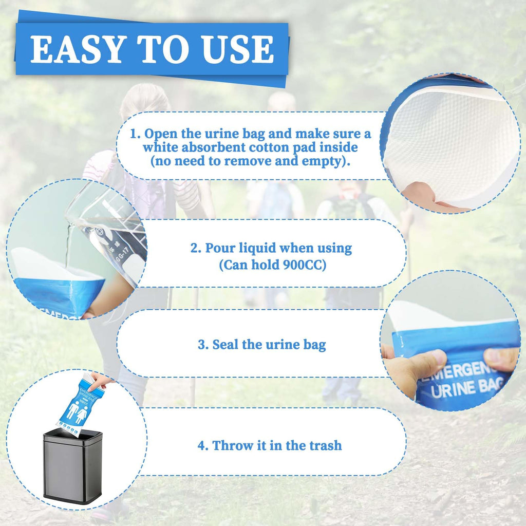 12PCS Disposable Urine Bags,Leakproof Emergency Pee Bag for Travel