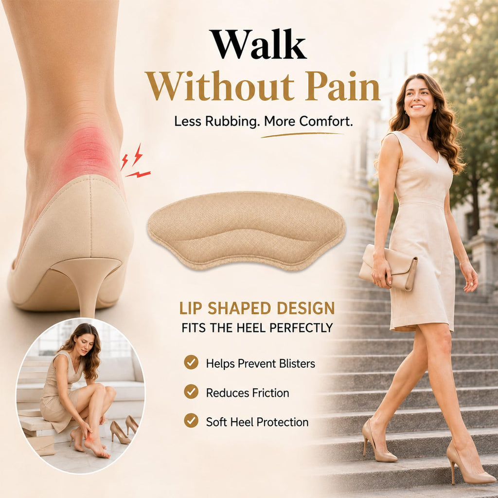 Heel Pads for Shoes, 4 Pairs Heel Grips for Womens Shoes, Cushion Inserts for Loose High Heels that are Too Big, Shoe Protectors, Slip Stopper Back Liners for Sneakers & Boots, Blister Relief Pad