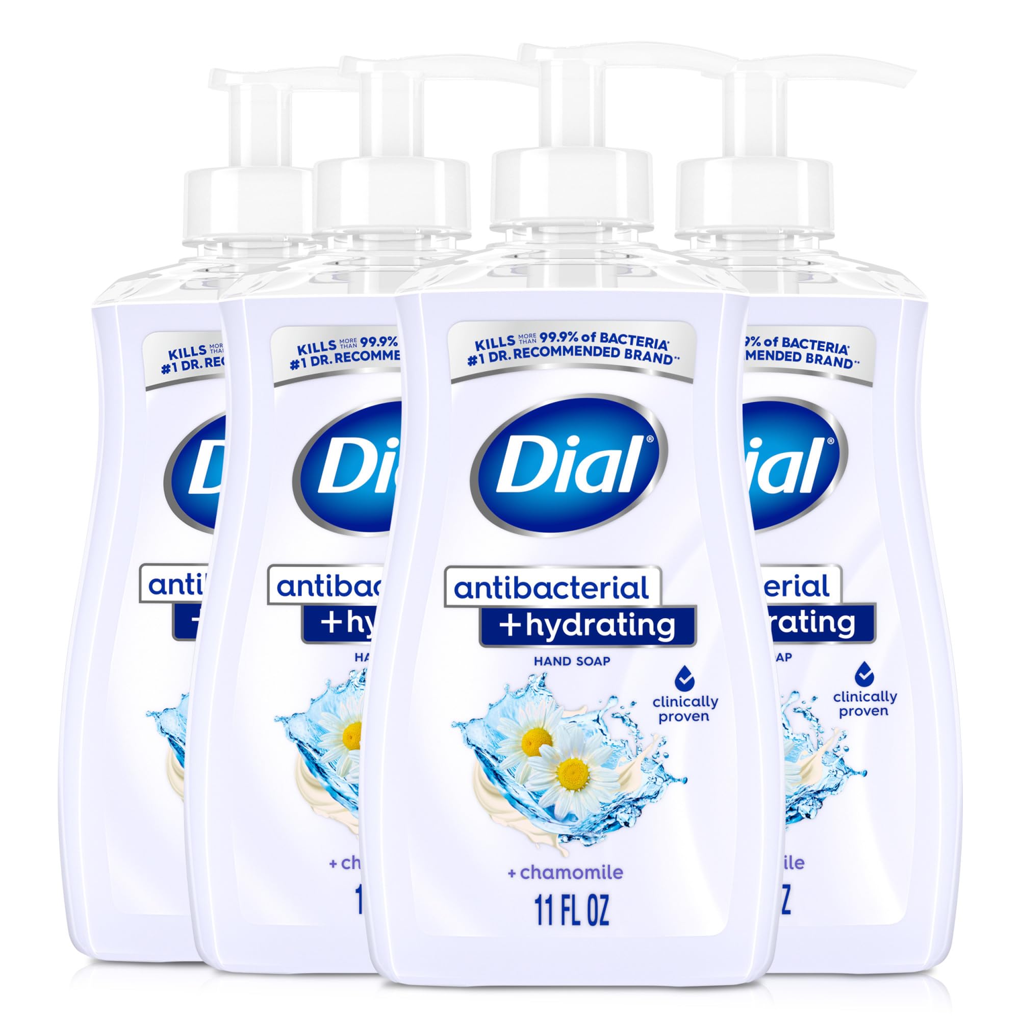 Dial Antibacterial Hydrating Liquid Hand Soap, Coconut Milk, 11oz, 4-Pack | Clinically Proven Moisturizing, Gentle for Frequent Use, No Sulfates, Parabens, Phthalates, #1 Doctor Recommended