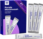 Purple Color Correcting Mouthwash Sachets, 20 Count Instant Optical Whitening Oral Rinse, Alcohol & Peroxide Free Mint Mouthwash for Fresh Breath & Smile Brightening Daily Oral Care