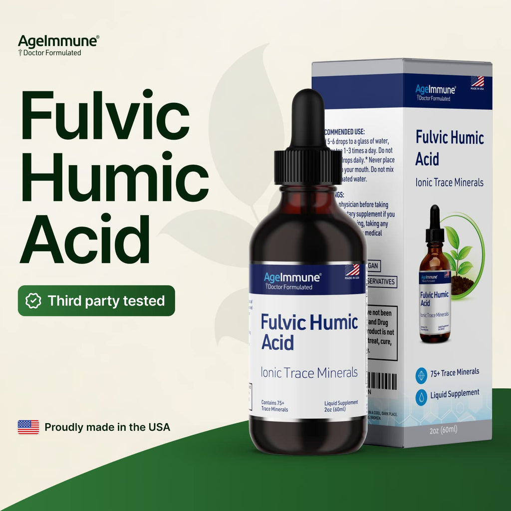 Fulvic Acid Humic Acid 500 mg per Serving 240 Servings mined in USA - Fulvic Humic Acid Liquid Supplement with 75+ Trace Minerals for Energ Gut Health Detox and Hydration – 2 oz