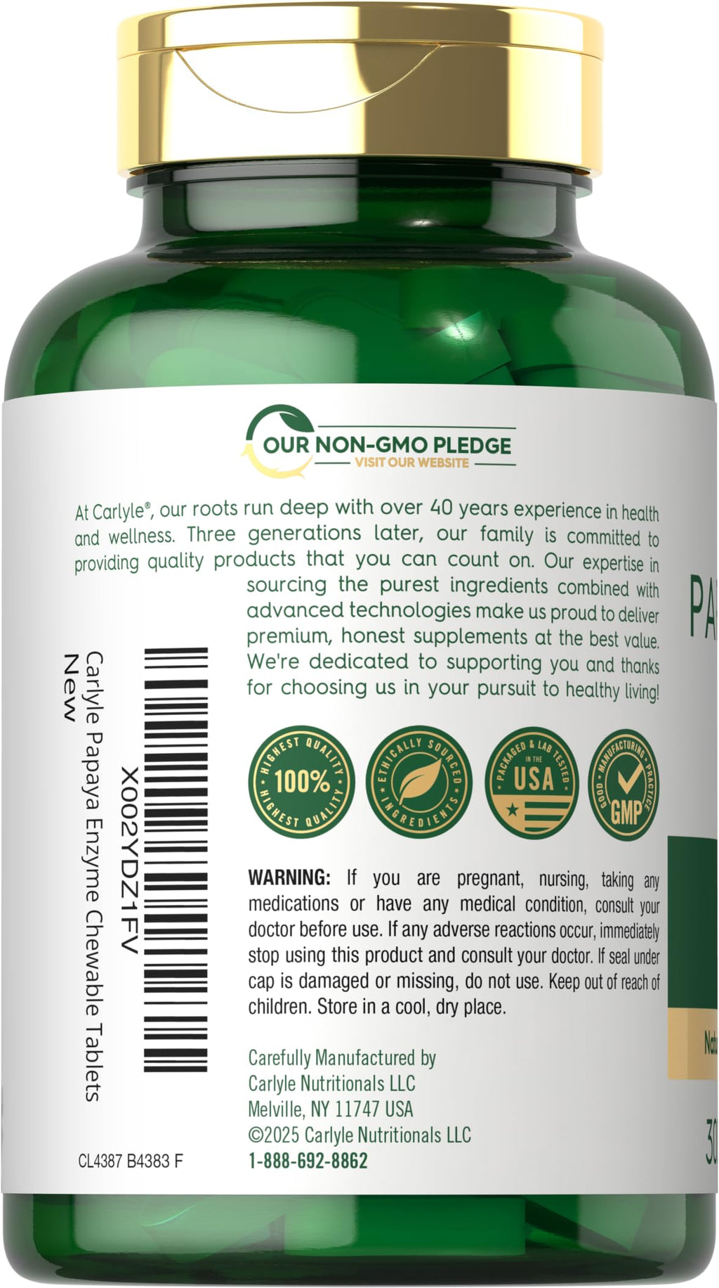 Carlyle Papaya Enzyme Chewable Tablets