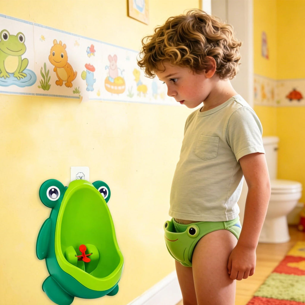 Frog Pee Training,Cute Potty Training Urinal for Boys with Funny Aiming Target,Green Urinals for Toddler Boy