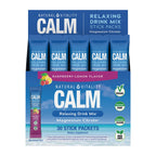 Natural Vitality Calm Magnesium Stick Packets | Raspberry Lemon Flavored Relaxing Drink Mix Powder | On-The-Go Pouches | Gluten & Sugar-Free | 255mg Per Serving | 30 Count