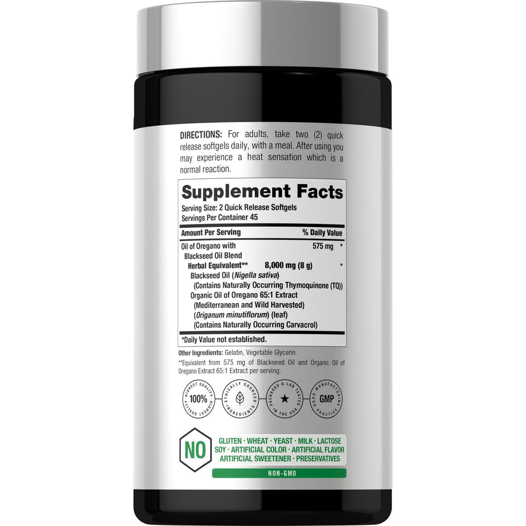 Horbäach Oil of Oregano with Blackseed Oil Softgels | 90 Pills