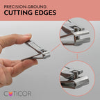 CUTICOR Stainless Steel Nail Clipper Set for Thick Nails with Travel Tin