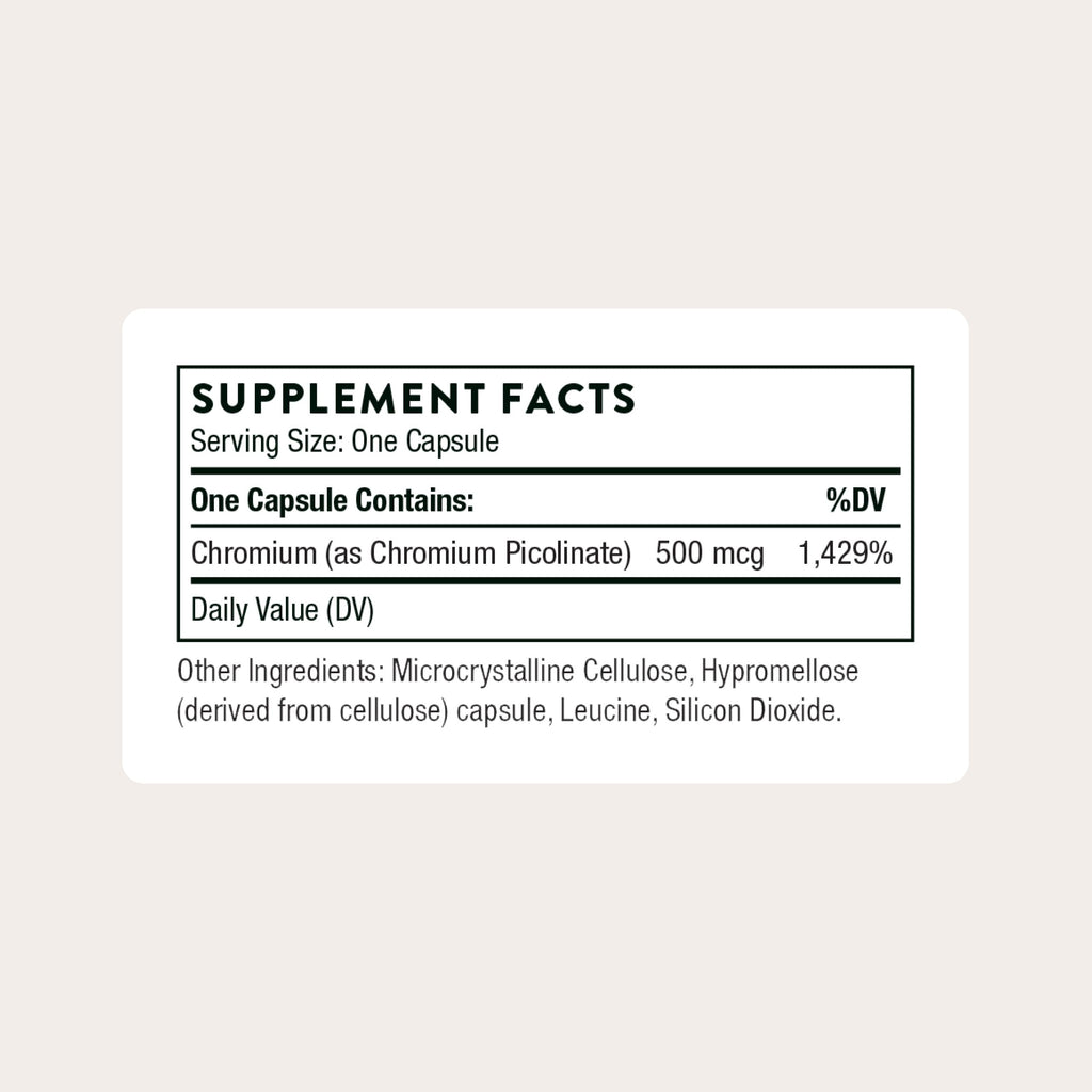 THORNE Chromium Picolinate, 500 mcg Highly Absorbable Chromium, 60 Capsules | Supports Healthy Metabolism, Weight Management & Lean Body Mass, Helps Lessen Carbohydrate Cravings*, NSF Contents Certified