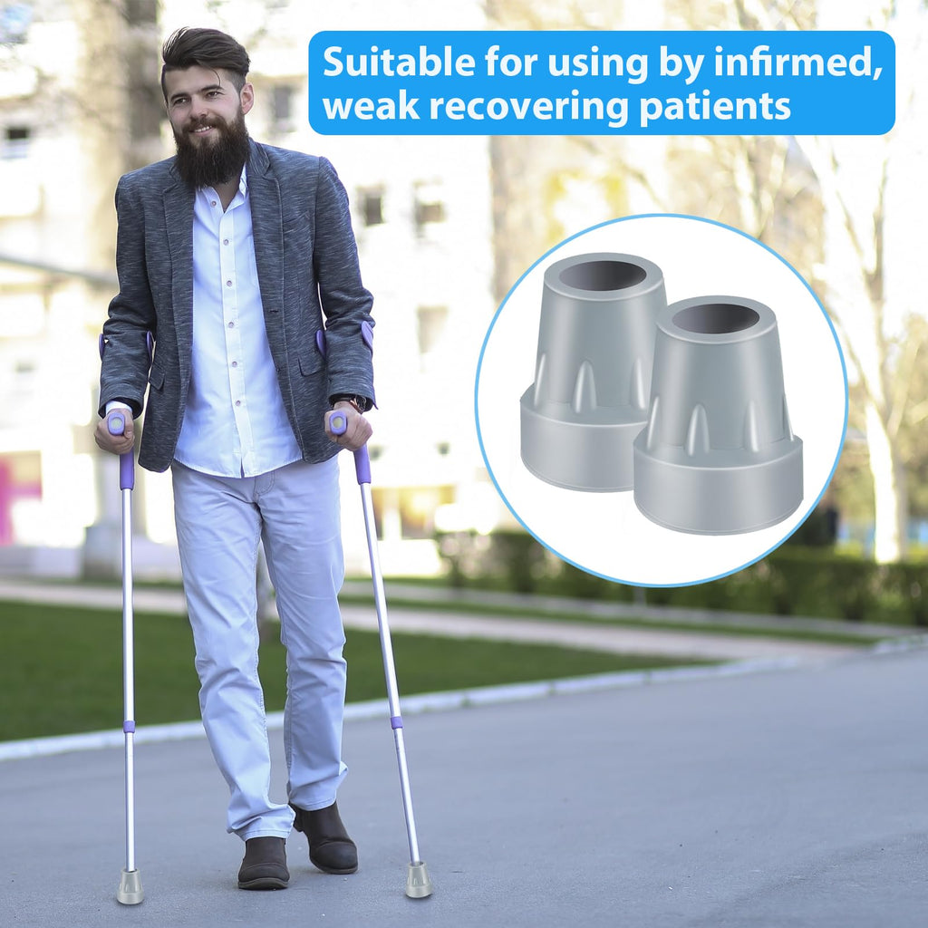 Crutch Tips, 2 Pack 7/8 inch Heavy Duty Replacement Cane Tips Rubber Crutch Tips for Walking Canes, Walking Sticks, Gray