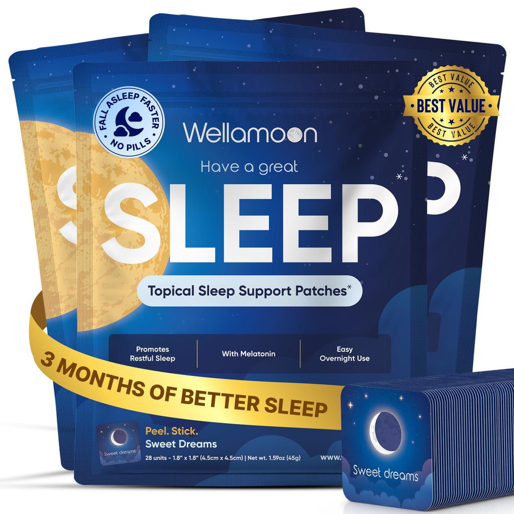 Wellamoon Original Sleep Patches for Adults Extra Strength | Sleep Patch with Melatonin & Valerian | Skin-Friendly & Cruelty-Free | Long-Lasting Night Comfort for Men & Women | Pack of 3 x 28 Patches