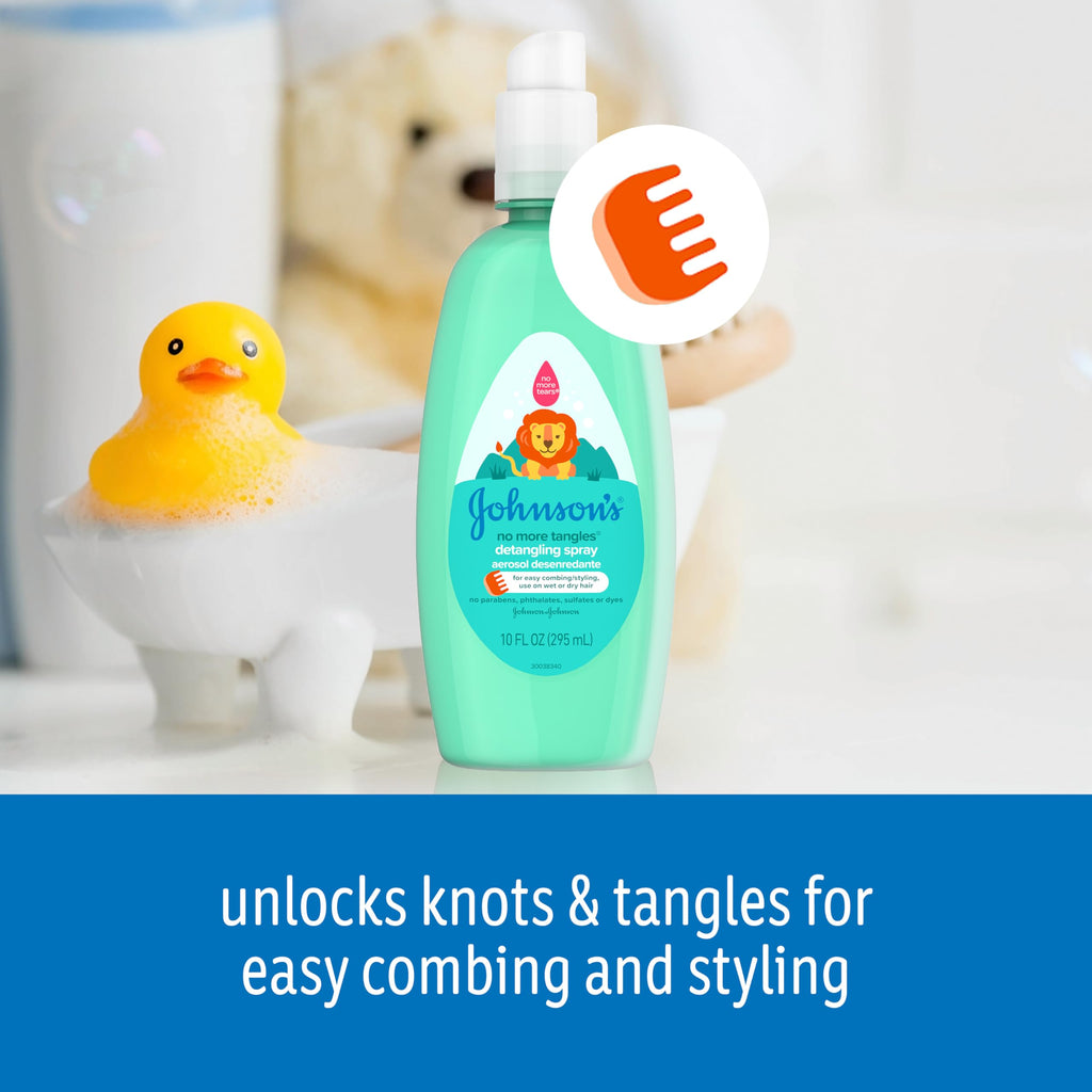 Buy now Johnson's No More Tangles Toddler & Kids Detangling Spray to Unlock Knots in Hair, Hypoallergenic & Paraben-Free, No More Tears Tear-Free Formula For Wet or Dry Hair, 10 fl. oz at indiglob india