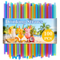 MAQIHAN 100PCS Colorful Plastic Straws Disposable for Party Drinks