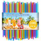 MAQIHAN 100PCS Colorful Plastic Straws Disposable for Party Drinks