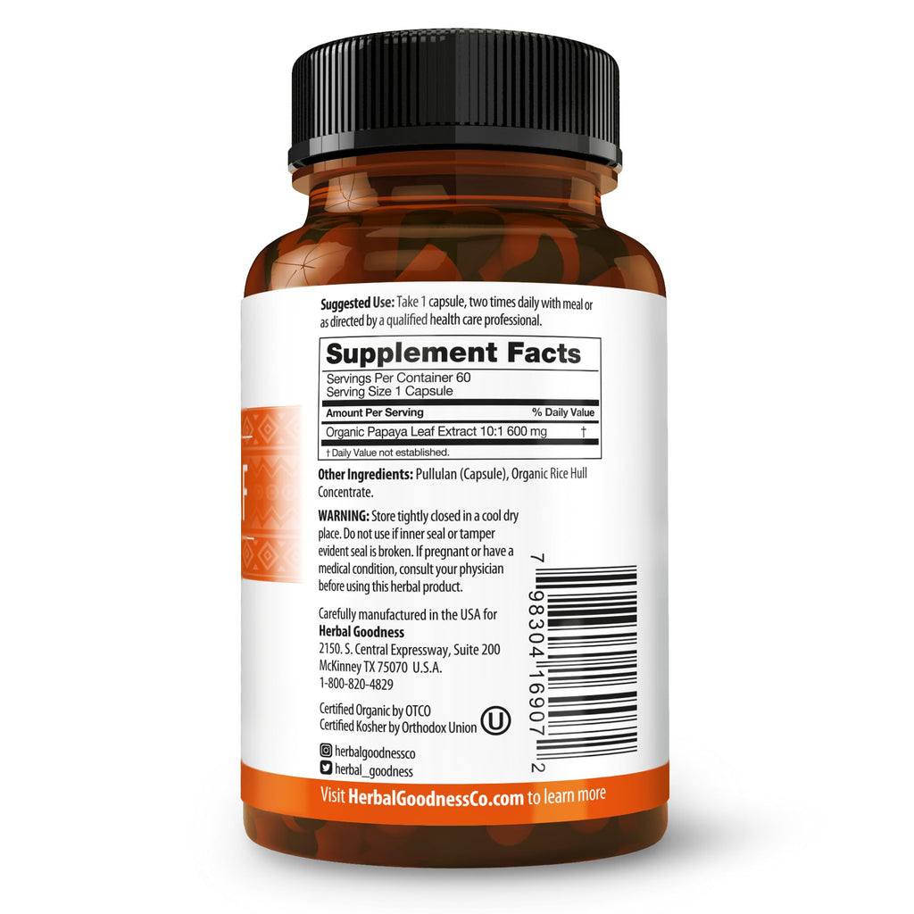 Herbal Goodness Papaya Leaf Extract Digestive Enzymes Capsule for Platelet