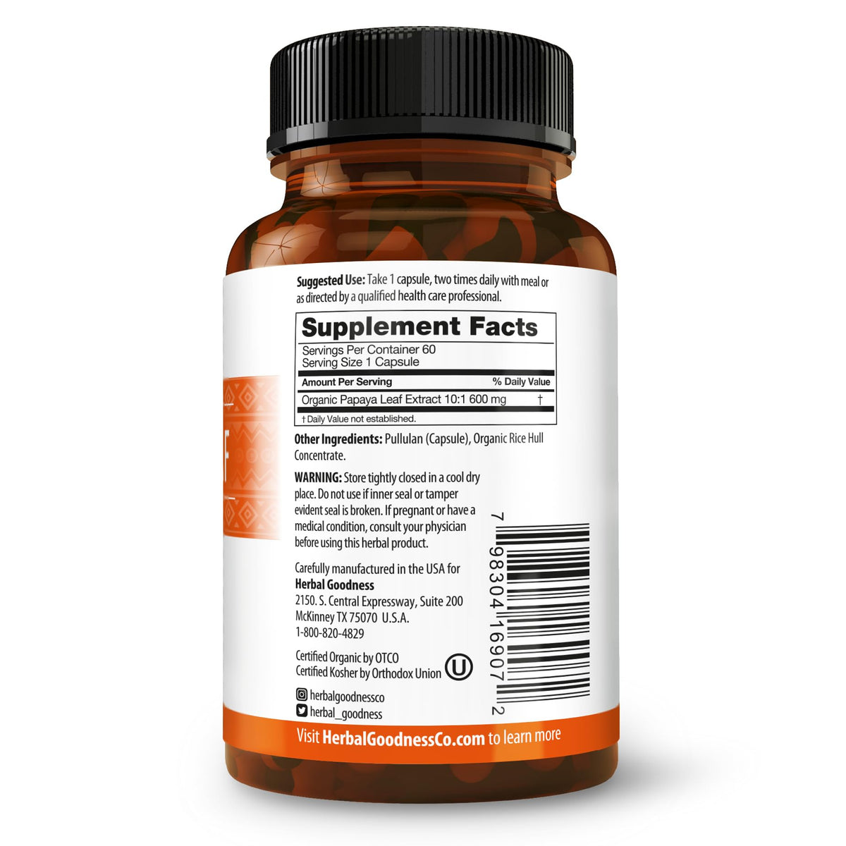 Herbal Goodness Papaya Leaf Extract Digestive Enzymes Capsule for Platelet