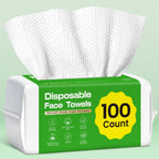 Elvira 100 Count Disposable Face Towels | Biodegradable, Ultra Soft & Thick, Lint-Free & Vegan, For Sensitive Skin, Travel Essential