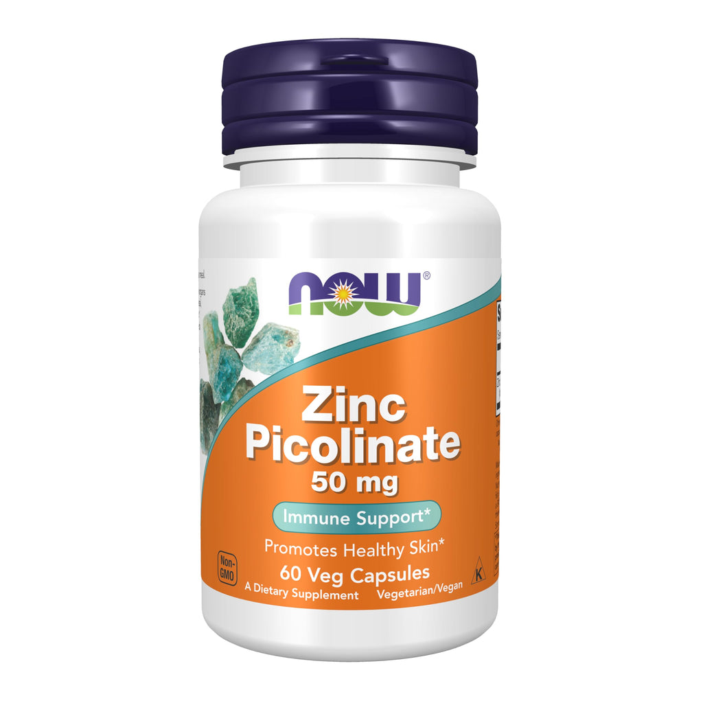Now Foods Supplements, Zinc Picolinate 50 mg, Supports Enzyme Functions*, Immune Support*, 30 Veg Capsules