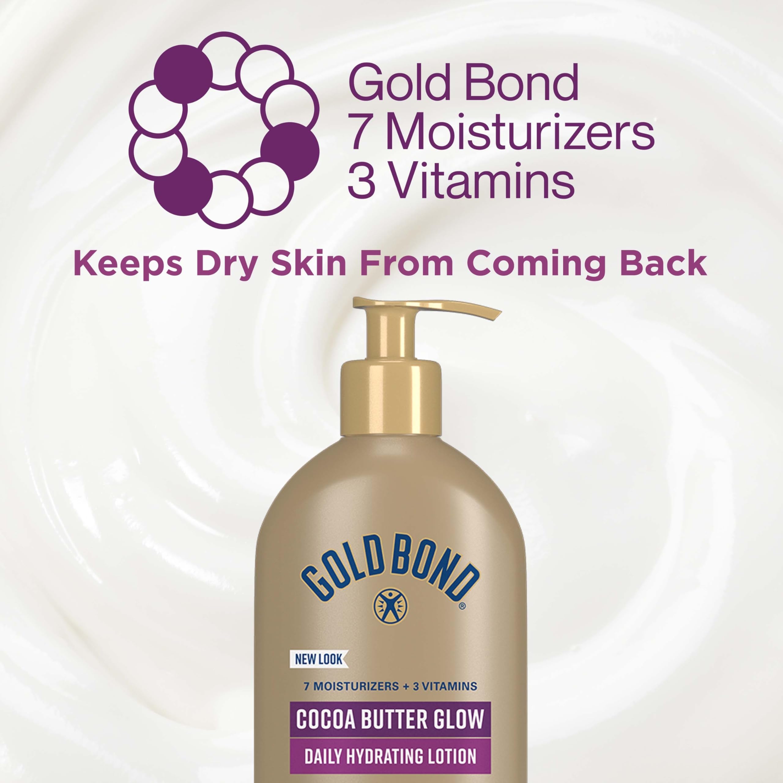 Gold Bond Cocoa Butter Glow Daily Hydrating Lotion for Gifting, 14 Oz | Body lotion with Shea Butter, Cocoa Butter & Coconut Oil, dermatologist-tested, no parabens, phthalates, dyes, 24hr moisture