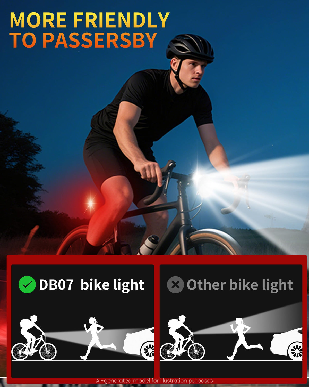 DARKBEAM Bike Lights for Night Riding USB-C Bicycle Lights Set 4+5 Modes