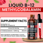 VITBOOST Vitamin B12 Liquid Drops - 60 x 5000 mcg Vegan B12 Sublingual | Extra Strength Raspberry Flavored Methylcobalamin B-12 Supplement Designed to Maximize Absorption & Energy, Gluten Free
