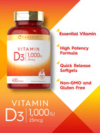 Carlyle Vitamin D3 1000IU | 25 mcg | 400 Softgels | High Potency
