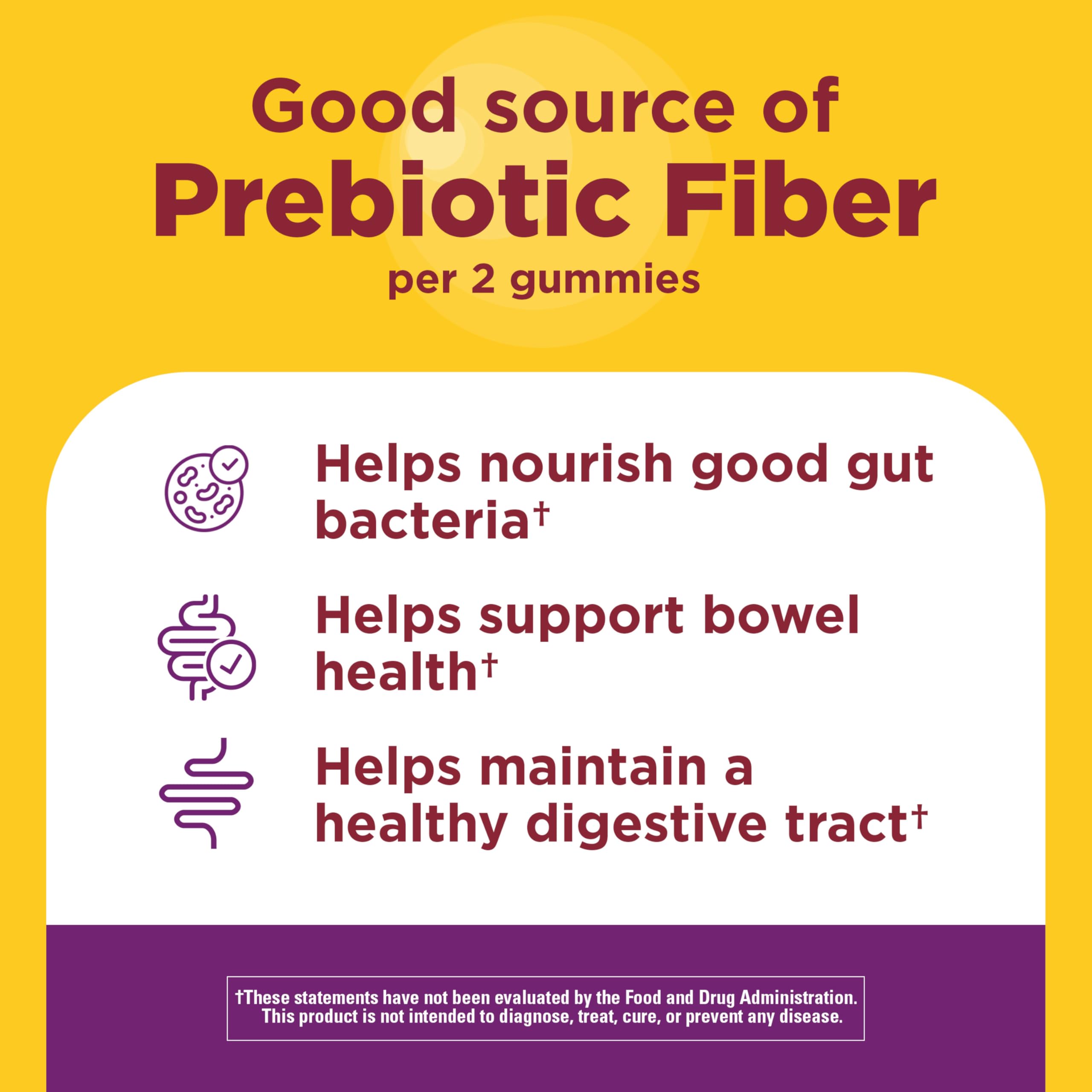 Nature Made Probiotic + Prebiotic Fiber Gummies, 50 Gummies | Fiber Supplement for Daily Gut Health, Prebiotics and Probiotics for Women and Men, Mixed Berry Flavor, 25 Day Supply