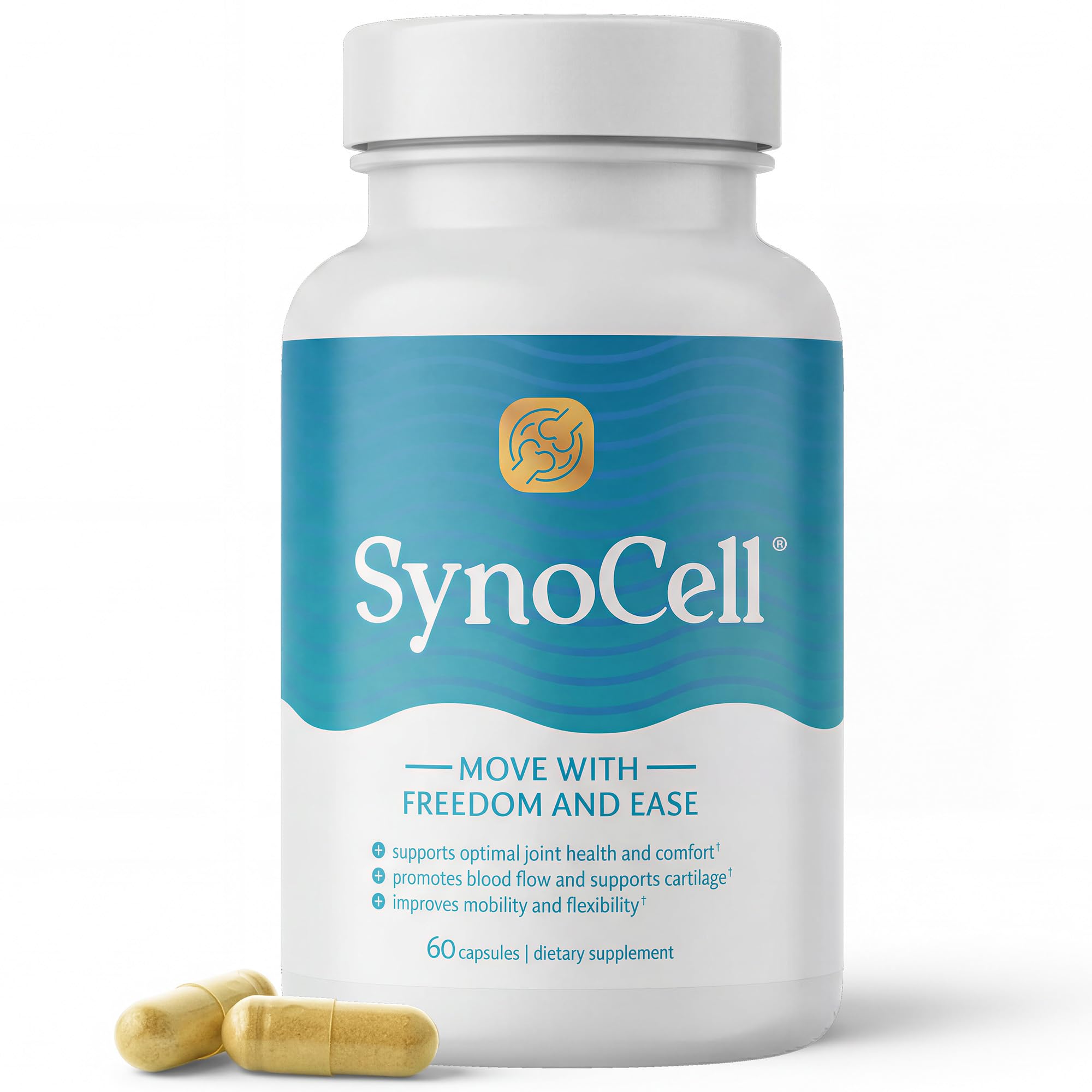 Synocell Joint Support with ASU, Quercetin, Boswellia & Hyaluronic Acid 2Pk | 2 Pack - Daily joint support supplement for women & men, for mobility, flexibility, cartilage support & comfort.1-pack