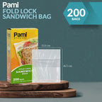 PAMI Fold Top Sandwich Bags,Disposable,No Zipper,Easy Open,For Lunch,200-Pk