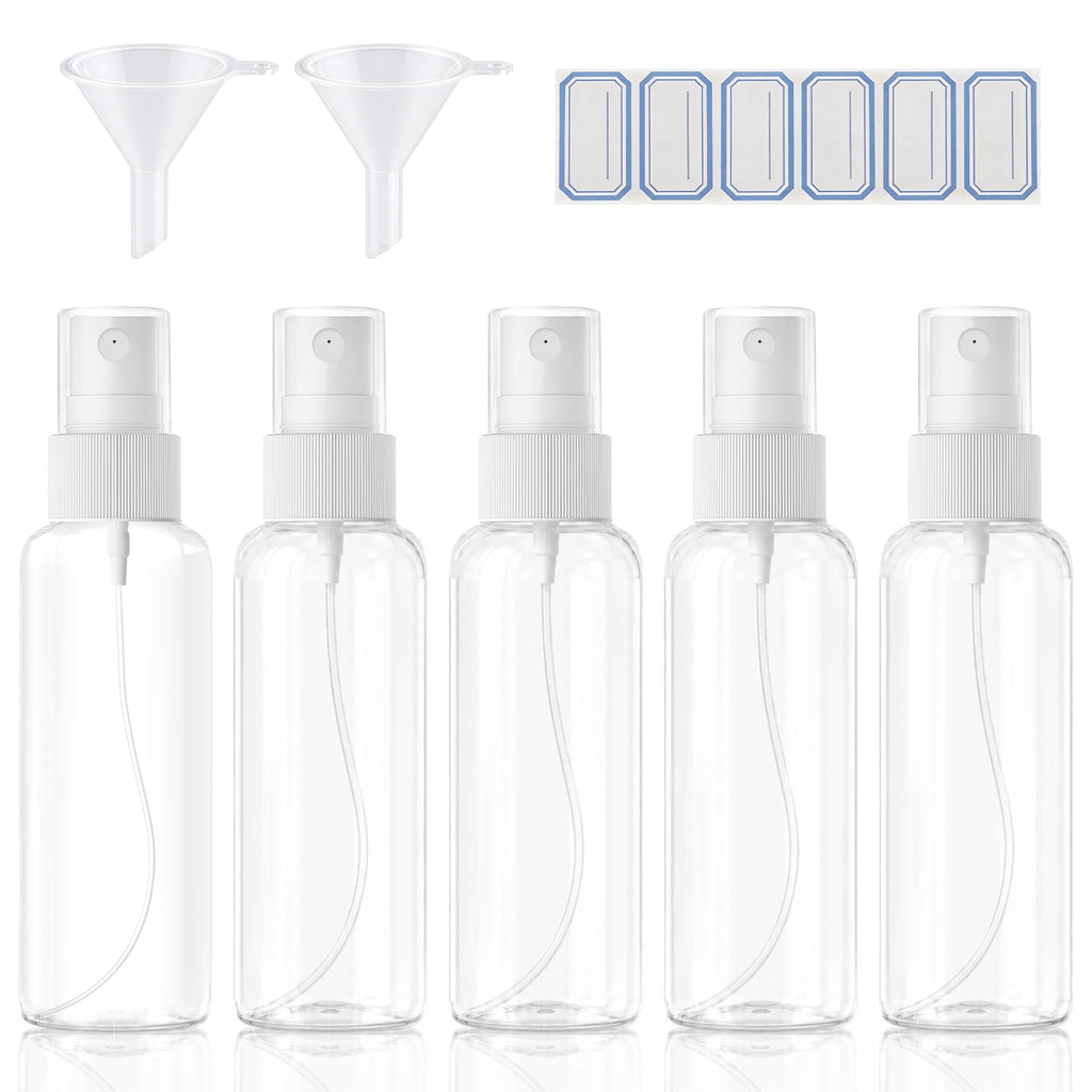 5-Pack Spray Bottles 3.4oz, Small Spray Bottle Empty Clear Plastic Bottle