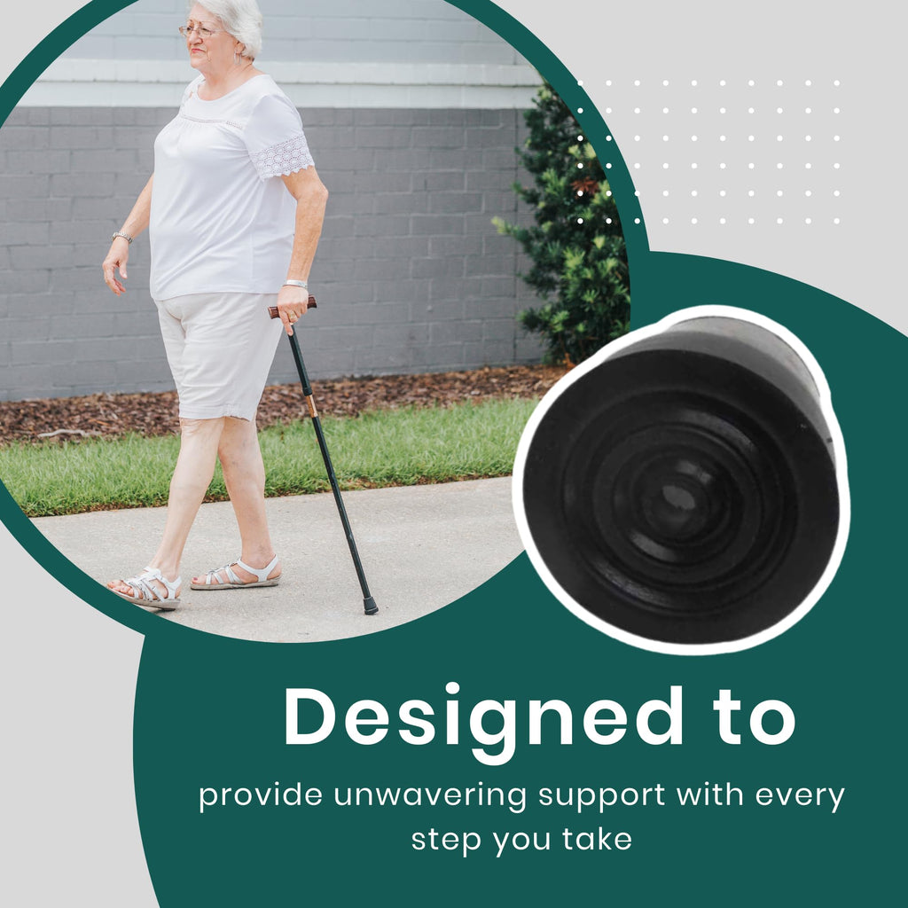 Gadgetime USA - Durable Cane Walker Tips - (Pack of 2) - 1" inch with Metal Insert for Enhanced Stability - Non-Slip, Shock-Absorbing Rubber Replacement for Safety & Comfort.