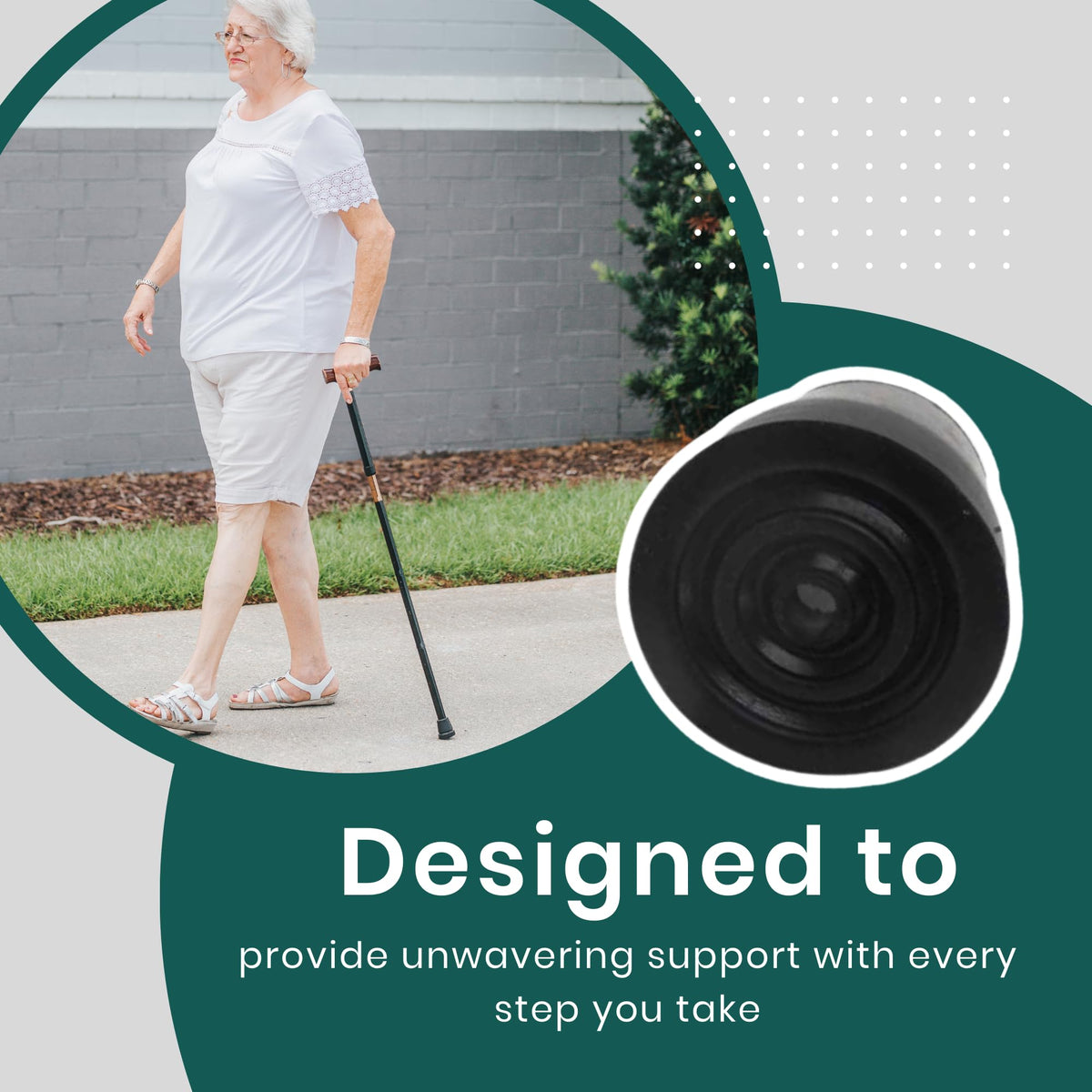 Gadgetime USA - Durable Cane Walker Tips - (Pack of 2) - 1" inch with Metal Insert for Enhanced Stability - Non-Slip, Shock-Absorbing Rubber Replacement for Safety & Comfort.