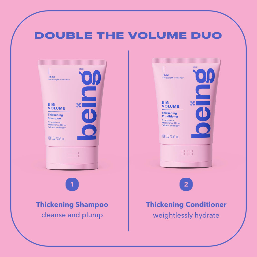 being BIG VOLUME Thickening Shampoo and Conditioner Set 354mL with Avocado and Macadamia Oil