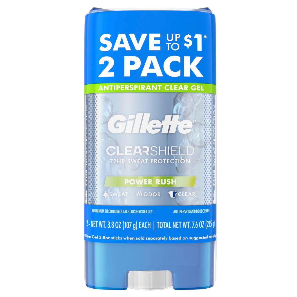 Gillette Antiperspirant and Deodorant for Men, 72hr Sweat & Odor Protection, Long Lasting Freshness, Anti-White Mark Technology, Clear Gel, Arctic Ice Scent, 3.8 oz (Pack of 2)
