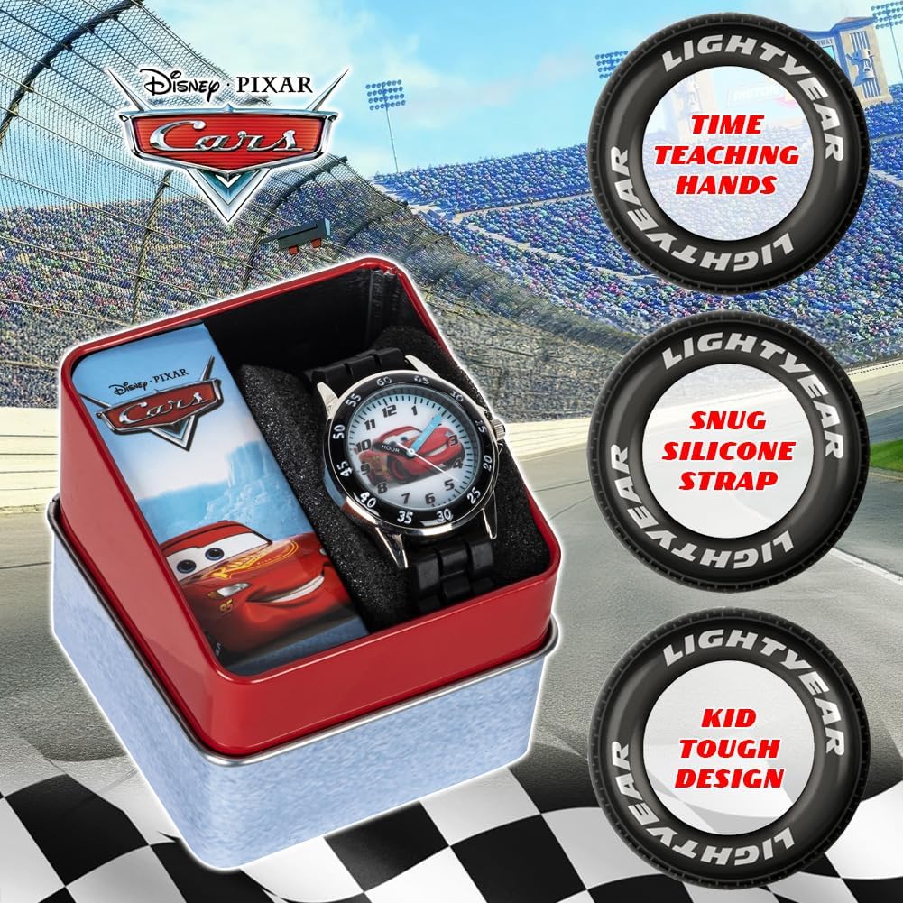Buy now Accutime Disney Pixar Cars Lightning McQueen Time-Teaching Watch for Kids with Interactive Racing Dial at indiglob india