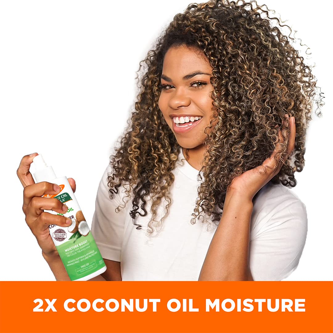 Palmer's Leave-In Conditioner Spray, Coconut Oil Moisture Boost (8.5 Oz) | Moisture Boost Style Protectant for Dry, Damaged Hair, Instantly Detangles, Hydrates & Strengthens Textured & Curly Hair
