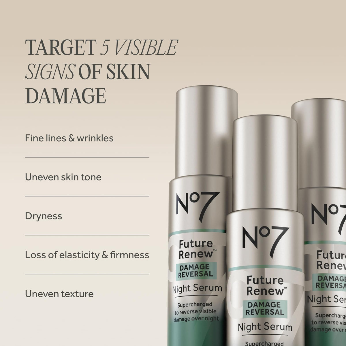 No7 Future Renew Damage Reversal Night Serum, 0.84 Fl Oz
