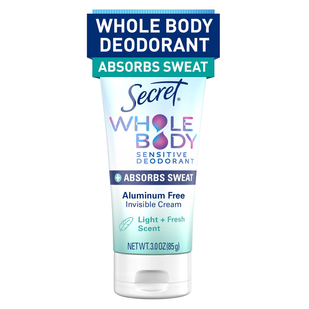 Secret Whole Body Deodorant Dry Feel Stick + Absorbs Sweat for Women, Naturally Derived Ingredients, Completely Clean Scent, Aluminum Free Deodorant Stick, 72 HR Odor Protection, 2.4 oz