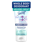Secret Whole Body Deodorant Dry Feel Stick + Absorbs Sweat for Women, Naturally Derived Ingredients, Completely Clean Scent, Aluminum Free Deodorant Stick, 72 HR Odor Protection, 2.4 oz