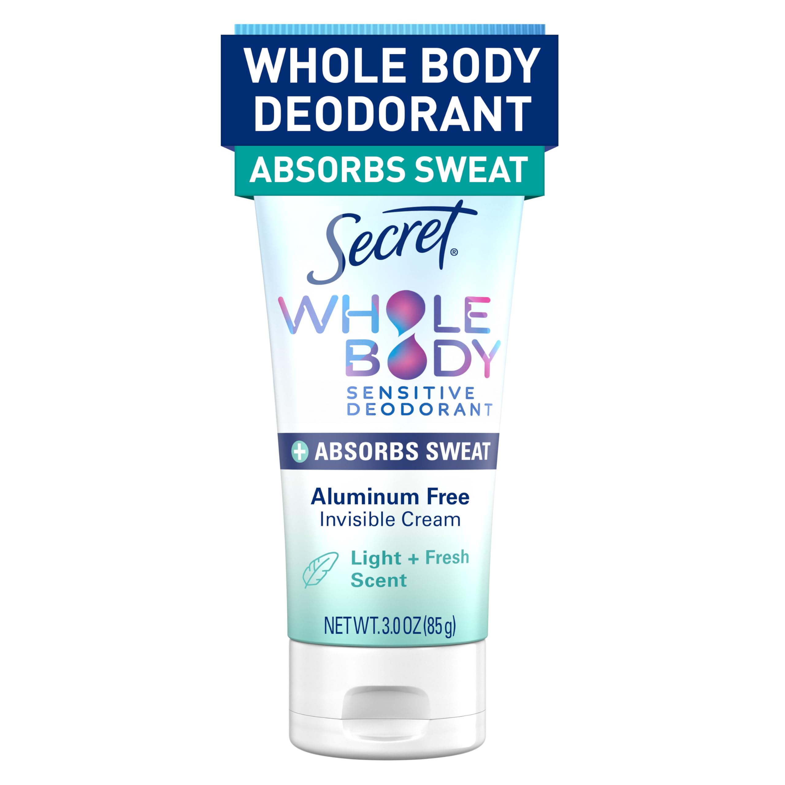 Secret Whole Body Deodorant Dry Feel Stick + Absorbs Sweat for Women, Naturally Derived Ingredients, Completely Clean Scent, Aluminum Free Deodorant Stick, 72 HR Odor Protection, 2.4 oz
