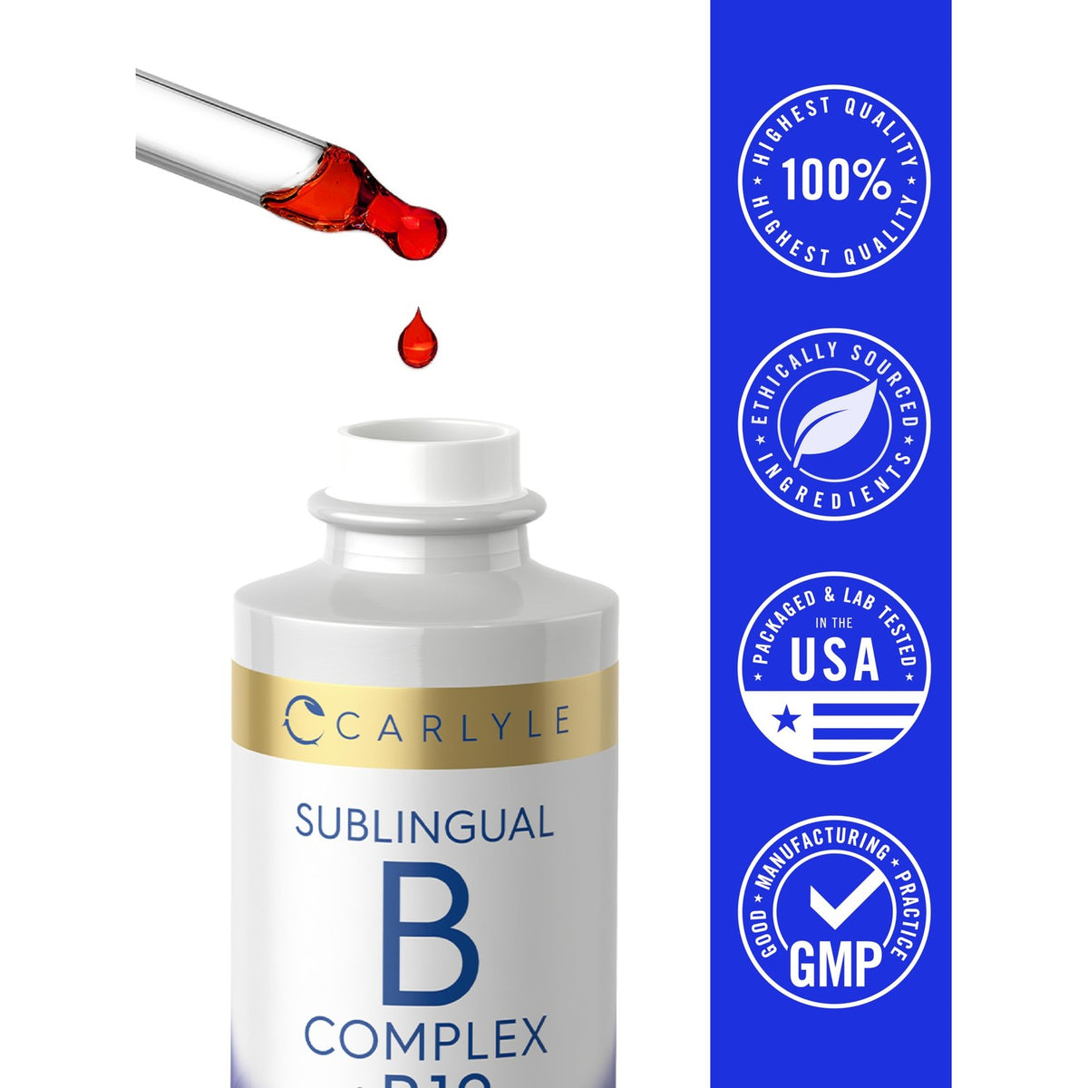 Carlyle Vitamin B Complex Sublingual | 2 fl oz | Liquid Drops | with B12