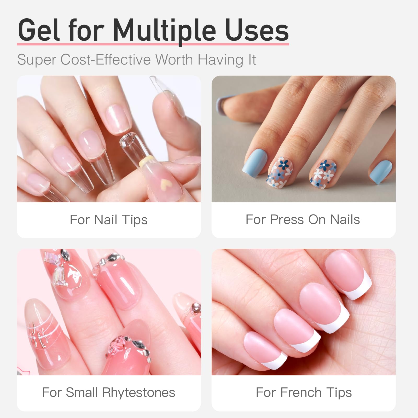 CurvLife Semi Solid Nail Glue, 10g*2pcs Strong Nail Glue for Press Ons | No UV Lamp Needed, Air-Dry Nail Glue Gel Has Gap-Filling Texture for Nail Tips and Press on Nails, Long-Lasting Hold