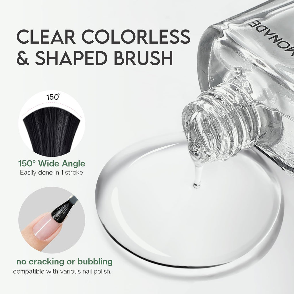 Glamonade Base Top Coat Nail Polish: Clear Quick Dry Nail Polish High Shine Long Lasting Glossy Regular Nail Lacquer Air Dry Fast Base Coat for Women Gift Nail Art Manicure Salon Quality