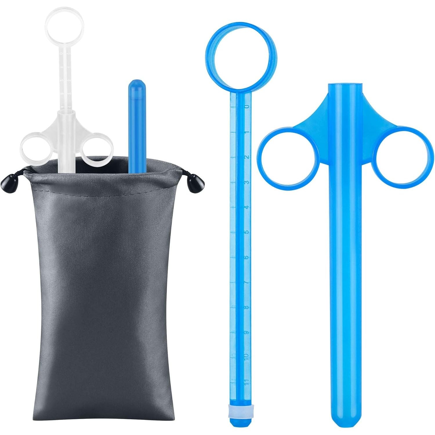 Buy now [2Pack+Storage Bag] Lube Applicator Syringe with 10ml Precise Scales, 6.5" Anal Lube Shooter with Air-Proof Silicone Cap Reusable Lubricant Tube Applicator for Women, Men & Couples, Black Clear Blue at indiglob india