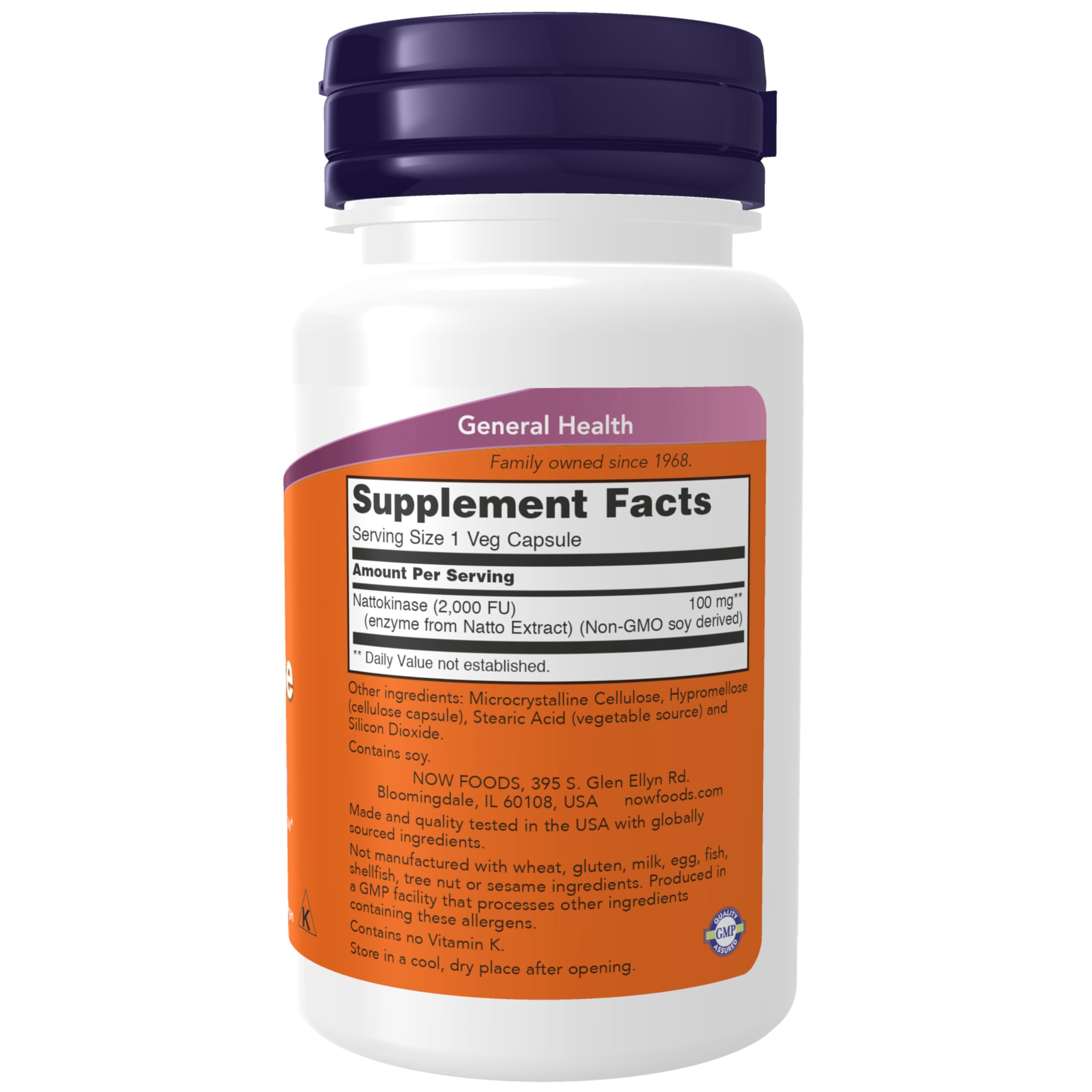Buy now NOW Supplements, Nattokinase 100 mg (from Non-GMO Soy) with 2,000 FUs of Activity, 60 Veg Capsules at indiglob india