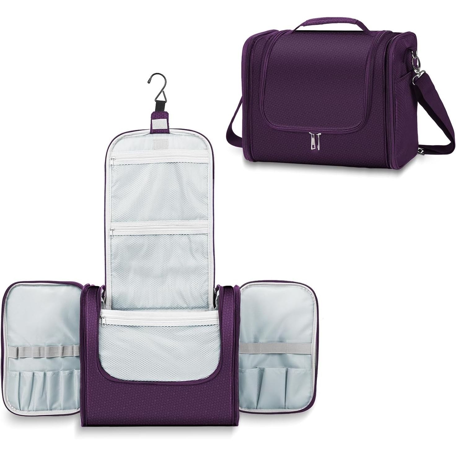 Buy now Buruis Extra Large Capacity Toiletry Bag for Women and Men, Hanging Toiletry Organizer Cosmetics Makeup Bag, Water-resistant Dopp Kit for Full Sized Toiletries, Travel Essentials (Blue) X-Large Purple at indiglob india