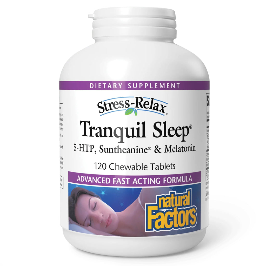 Natural Factors, Stress-Relax Tranquil Sleep Chewable, Supports the Full Sleep Cycle, 120 Count (Pack of 1)