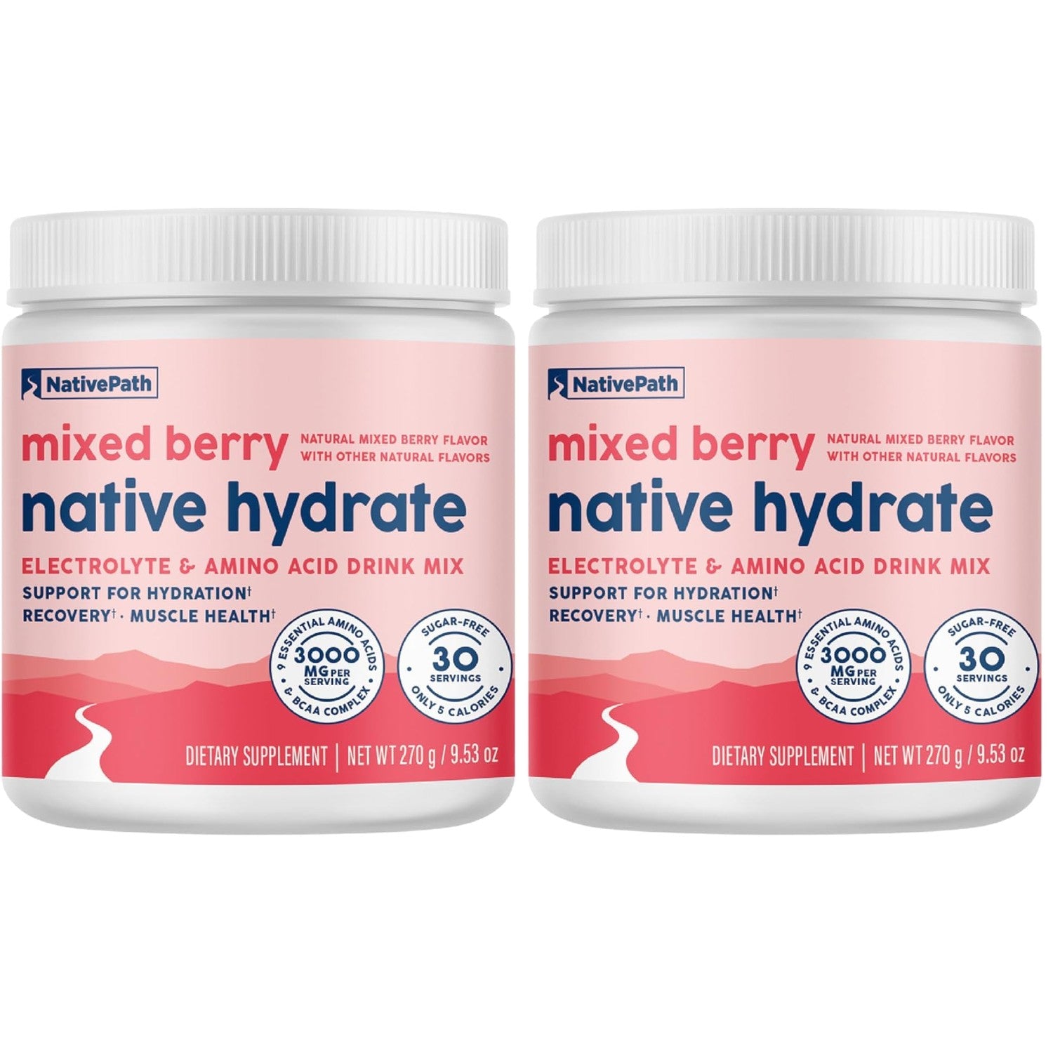 NativePath Hydrate Electrolyte Powder, Mixed Berry, 30 Servings | 14 Vitamins & Minerals, 9 Aminos & 2000mg BCAAs, Zero Sugar, Supports Hydration & Recovery, Stevia, Keto